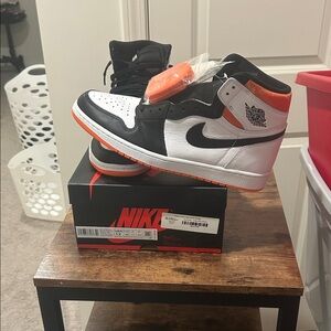 Nike Air Jordan 1 High Black White Orange electro orange size 12 mens BRAND NEW